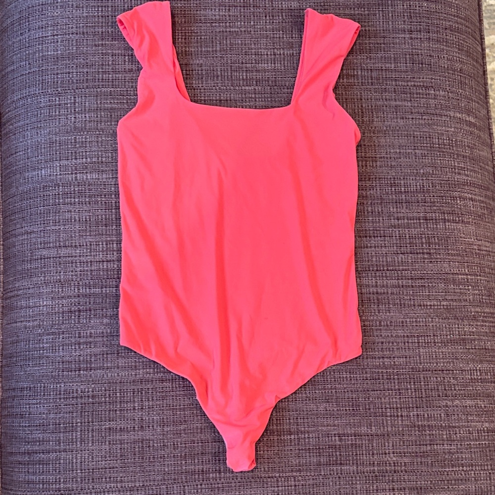 aerie Neon Pink Square Neck Bodysuit